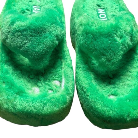 Naked Wolfe Platform Flip Flop Sandal The dreamer shearling Wool Sz 9 Green - Picture 10 of 15